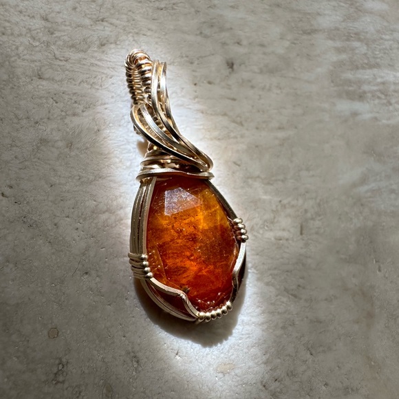 14k Gold Fill Orange Kyanite Necklace Pendant - Picture 3 of 7